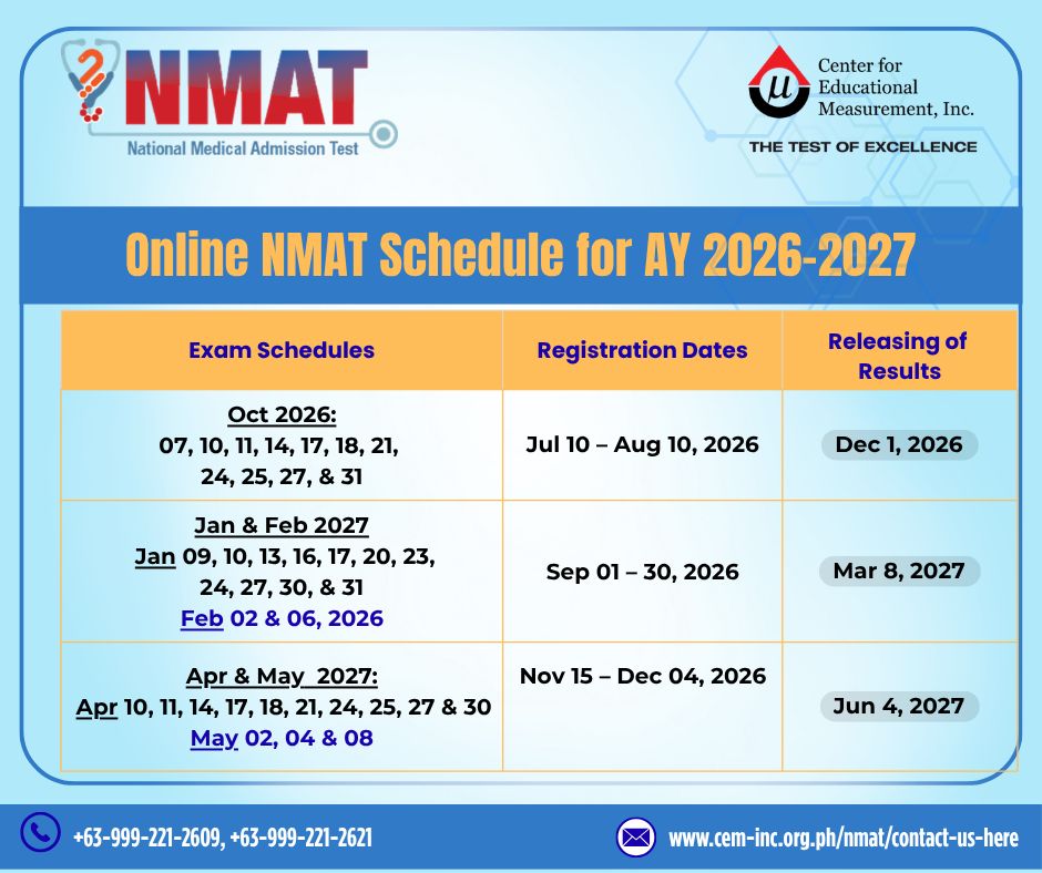 NMAT Schedule AY2026-2027