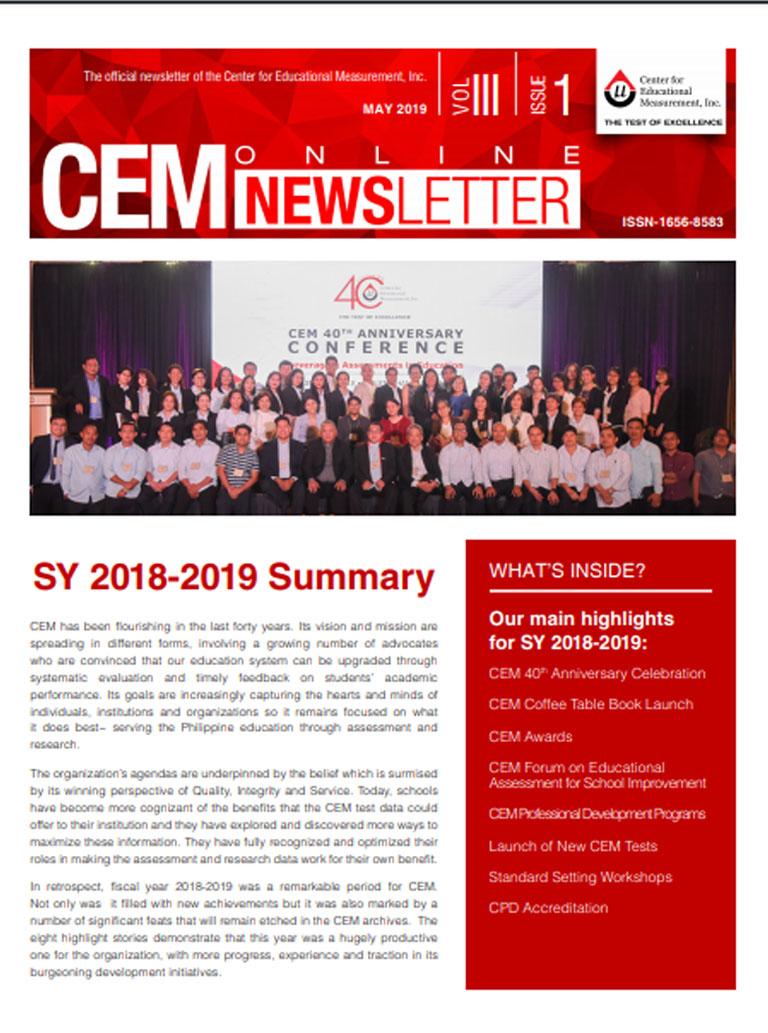 CEM Online Newsletter, Vol. III, Issue 1 (May 2019)