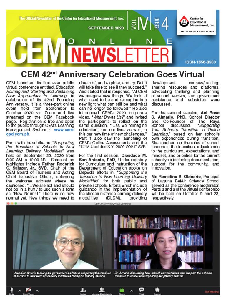 CEM Online Newsletter Vol. IV, Issue 04 (September 2020)