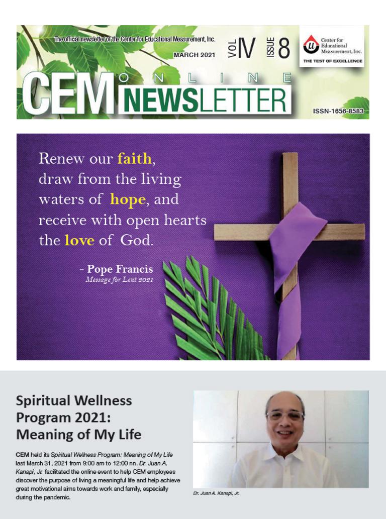 CEM Online Newsletter Vol. IV, Issue 08