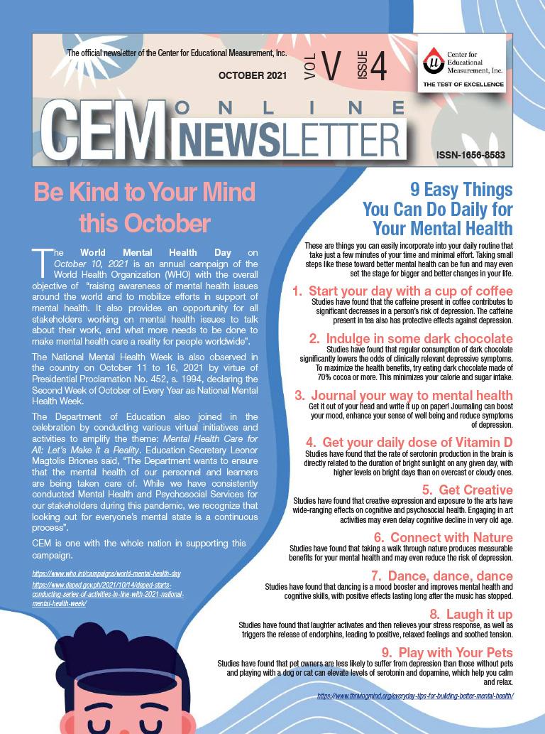 CEM Online Newsletter Vol. V, Issue 04 (October 2021)