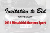 INVITATION TO BID - 2016 Mitsubishi Montero Sport